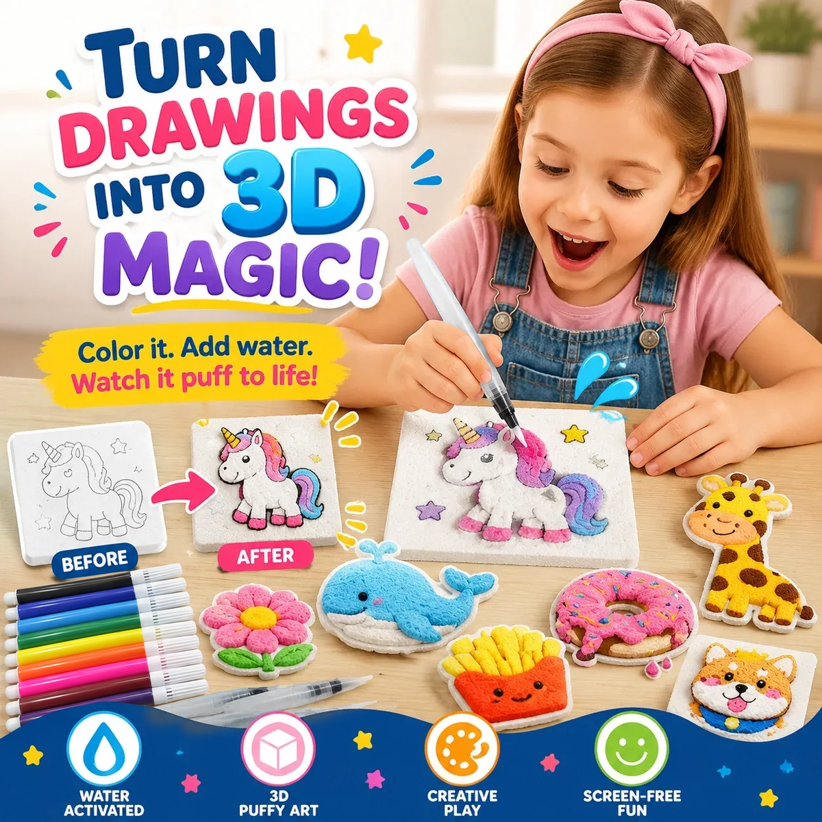 🔥Last Day 69% off🔥3D Puffy Texture Paper- Turn Simple Drawings Into Fun Puffy 3D Art🪄