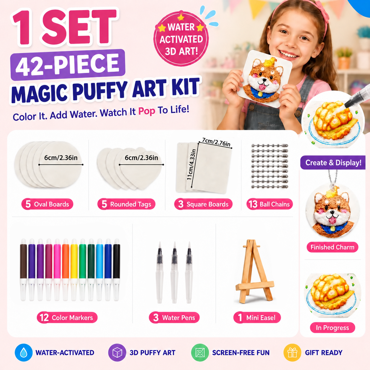 1 Set 42-Piece Magic Puffy Art Kit