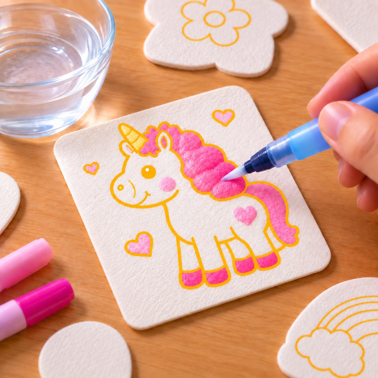 Using the water pen to make the 3D Puffy art rise