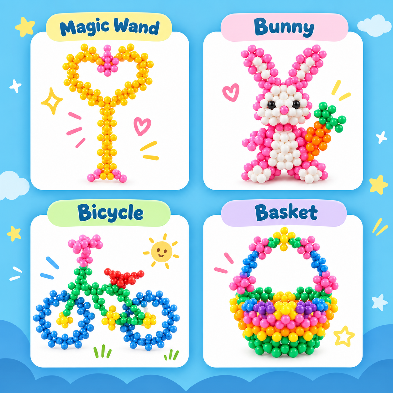 Child building with colorful interlocking pieces