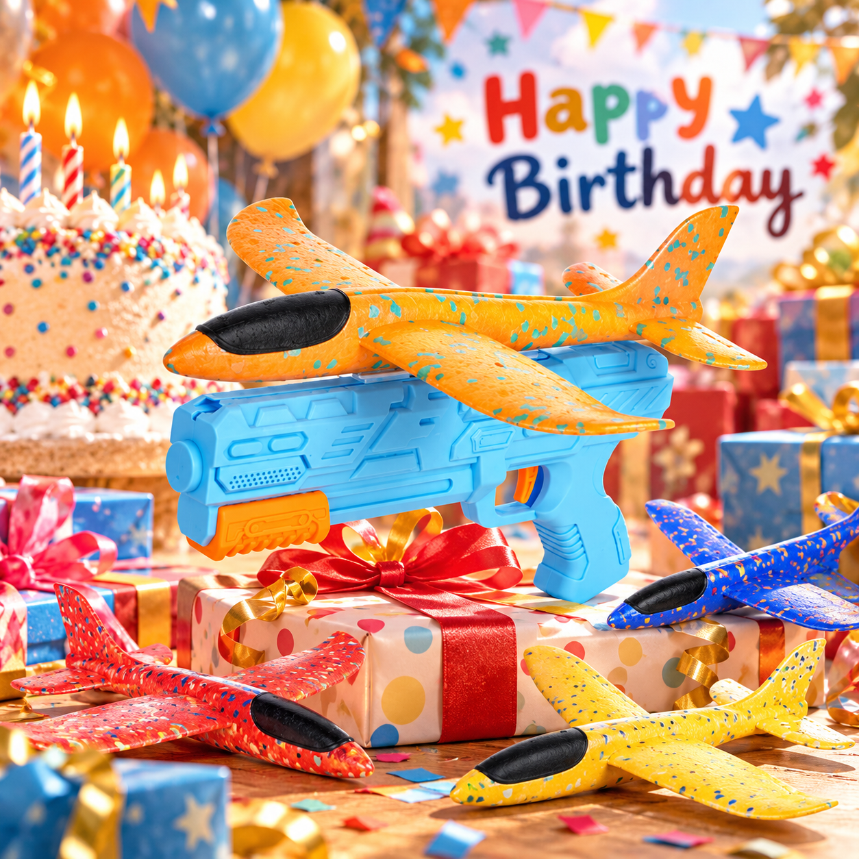 Foam airplane launcher store birthday celebration
