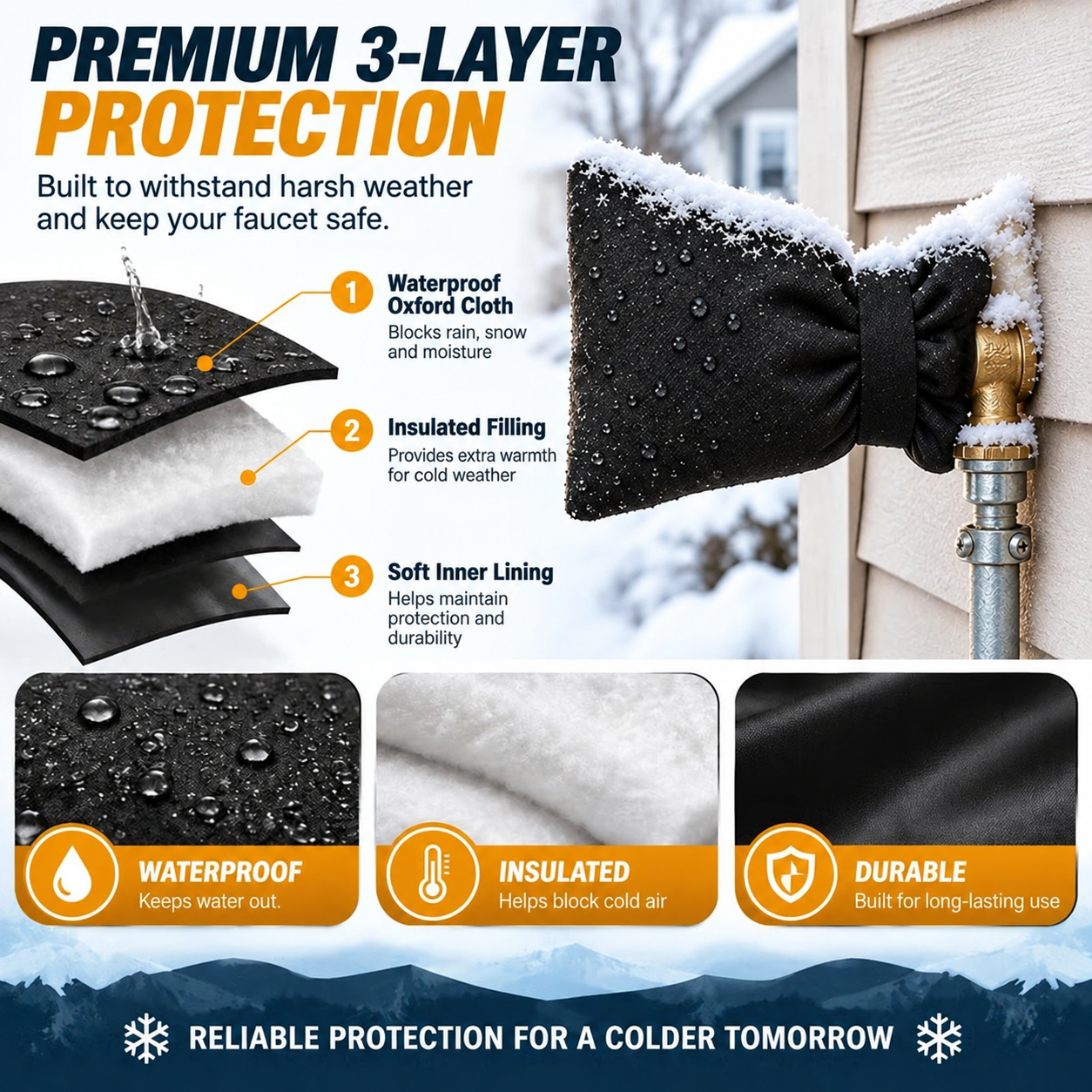Multi-layer outdoor faucet cover construction
