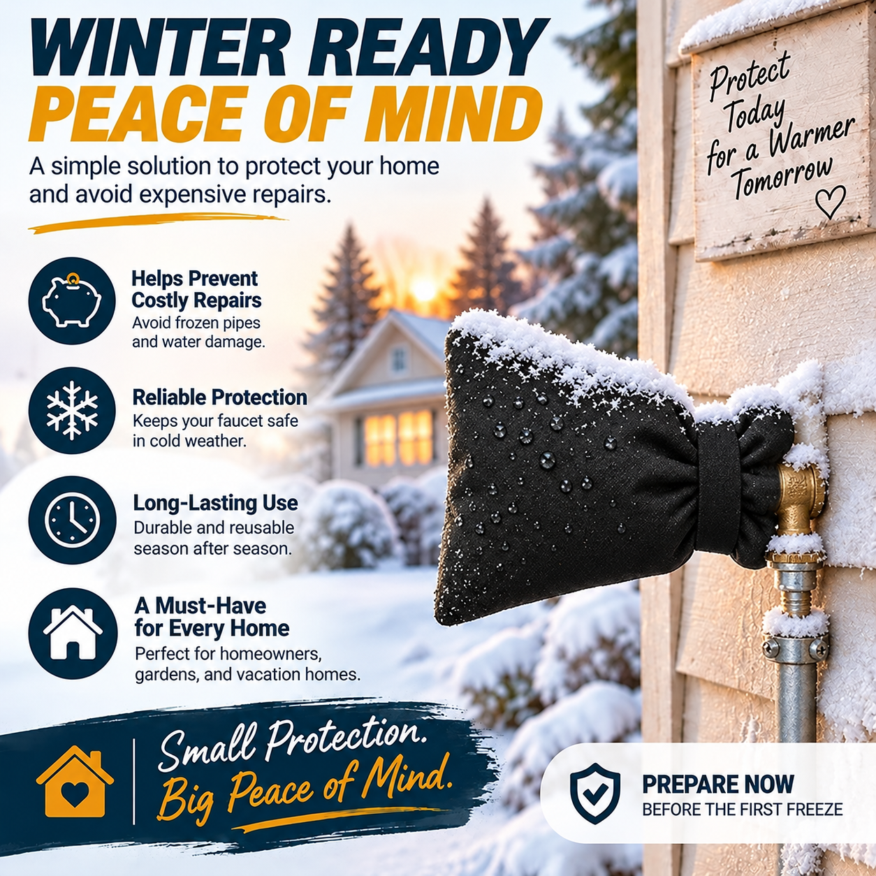 Outdoor faucet prepared for winter