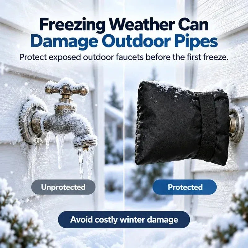 Outdoor faucet exposed to freezing winter weather