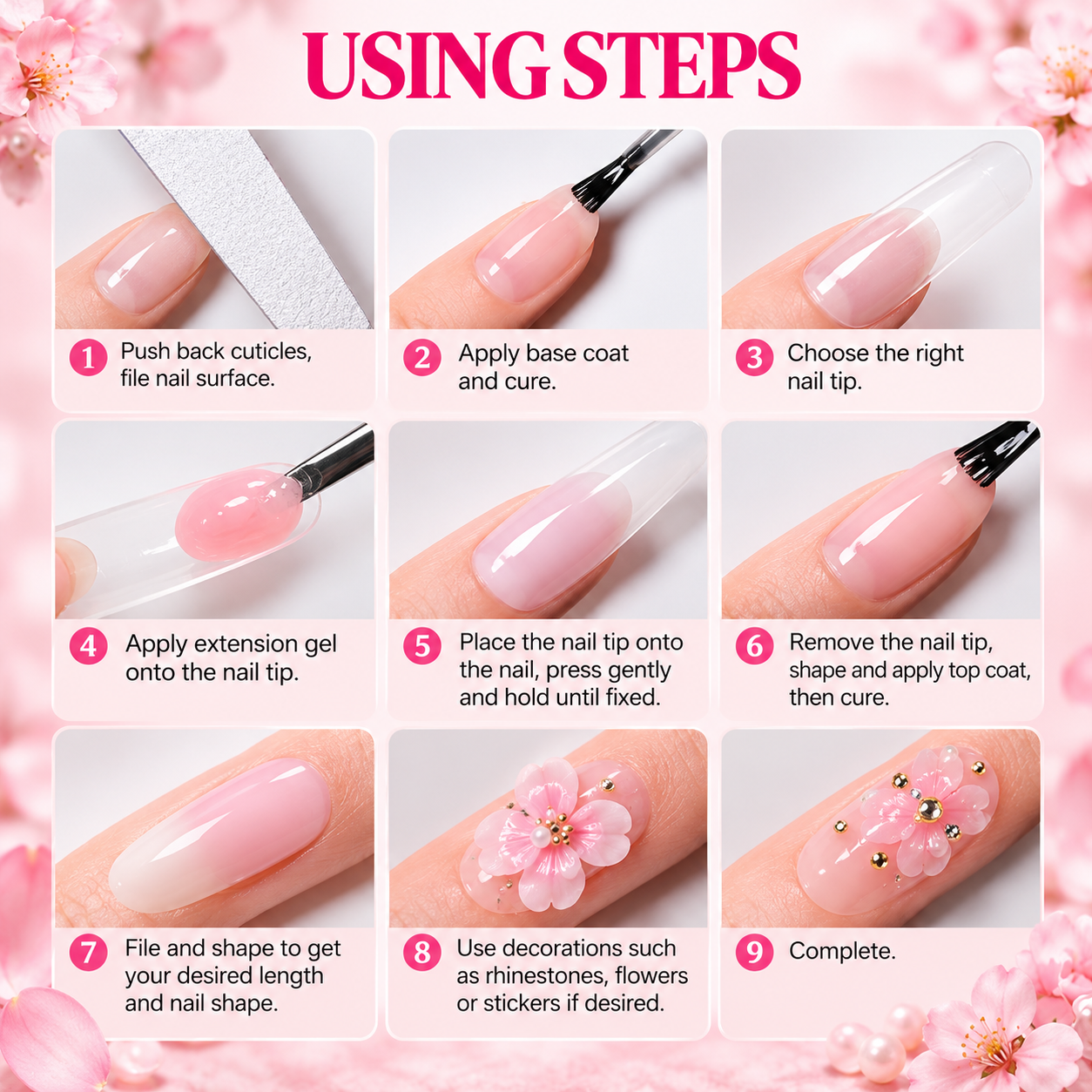 Builder gel nail application steps