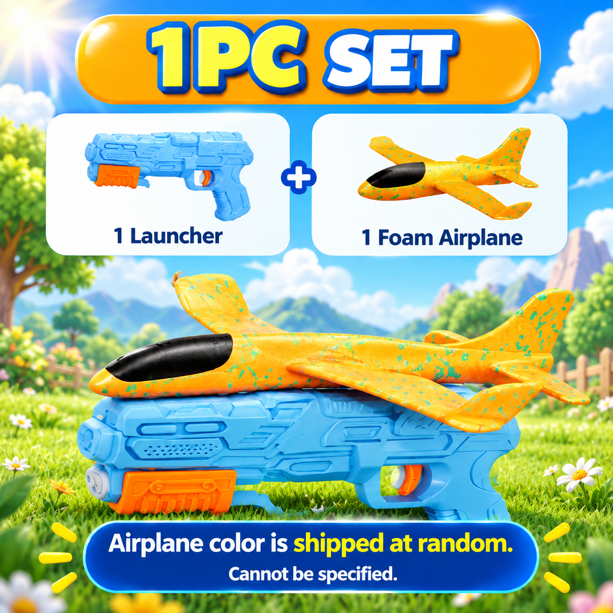 1 launcher and 1 foam airplane set