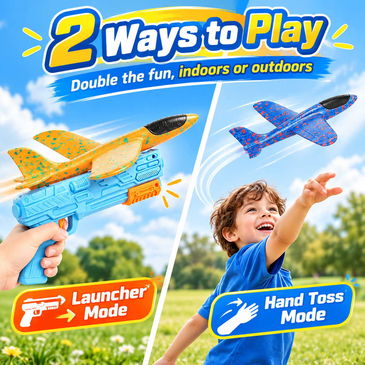 Foam airplane launcher and glider set
