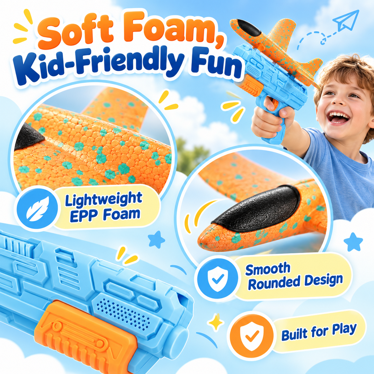Foam airplane launcher setup and play