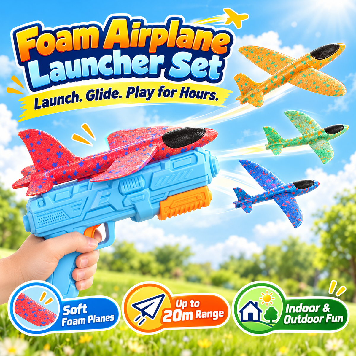 Kids playing with foam airplanes