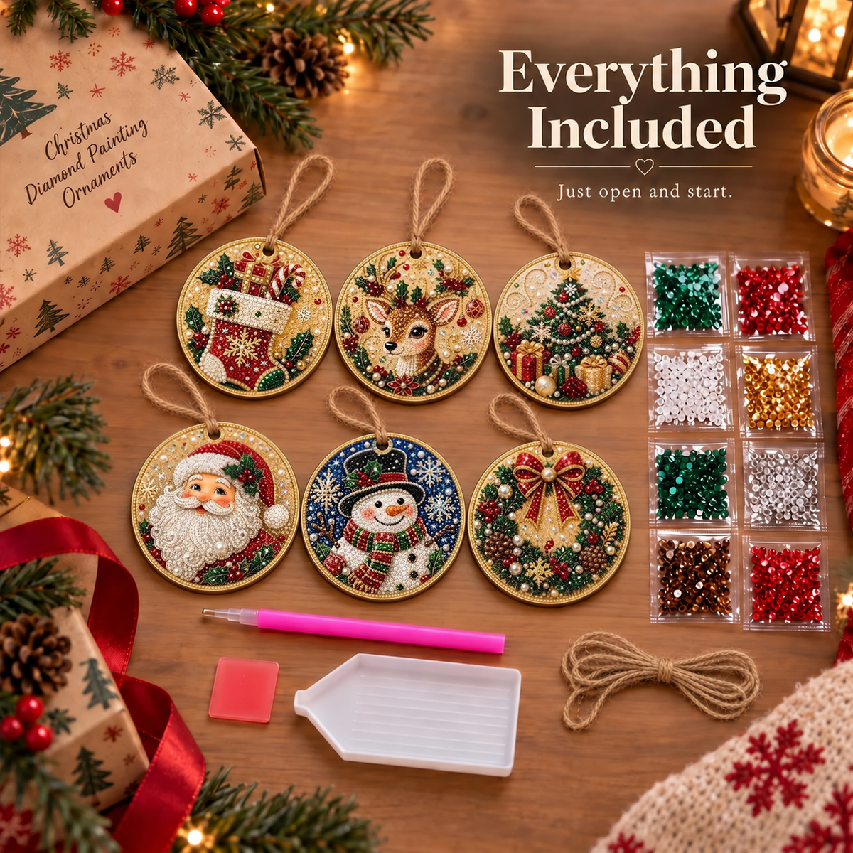 🔥DIY Christmas Diamond Painting Ornament Kit🎄